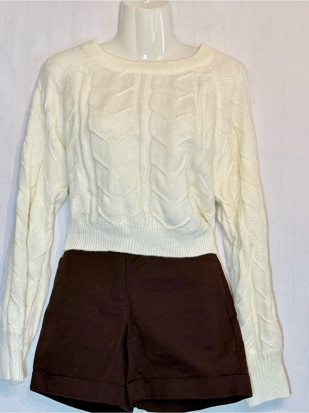 ALLOY Ivory Cable Crewneck Sweater